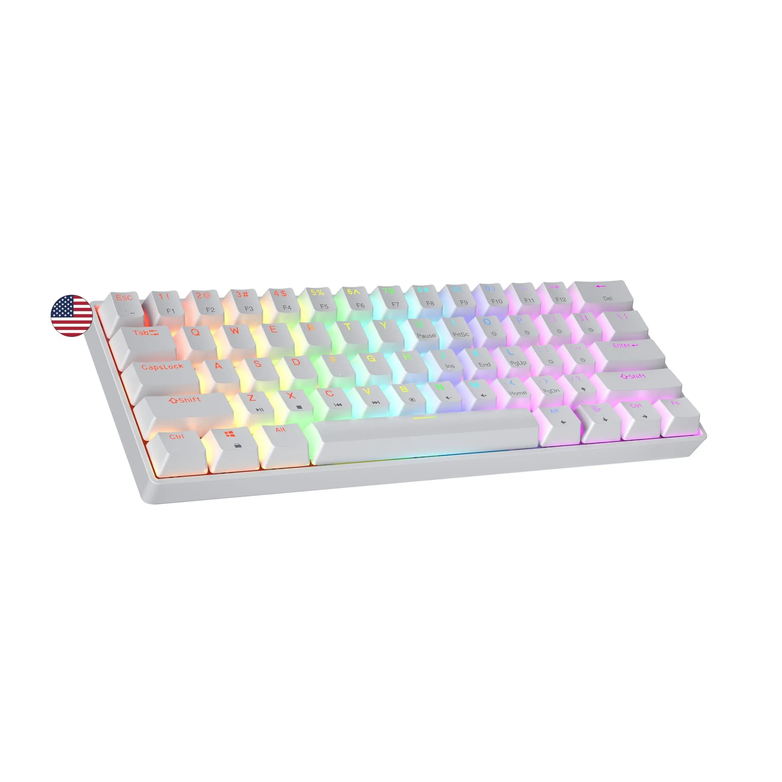 Gk61 Se 60% | Mechanical Gaming 61 Keys Multi Color Rgb Led Backlit For Pc/mac Gamer Ansi Layout (white  Brown)
