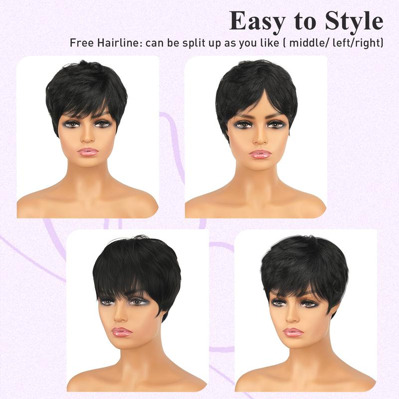 ShowRealHair Wig 036 Pickled Color Pixie Cut Wigs Pixie Wigs Human Hair Coiffure Wigs for Black Women Pickled Color Short Hair Pixie Cut Style Pixie Wigs Pixie Cut Layered Wig Glueless Wig NYC Short Wigs for Black Women