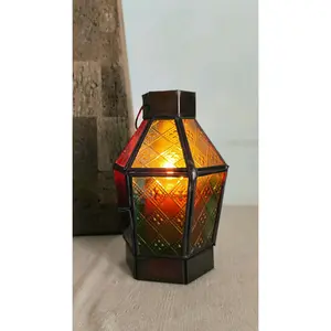 Boho Mystic Colored Glass Lantern - a Gift of Cozy Vibes, A Vibrant Addition to Any Space, Votive Candle Lantern