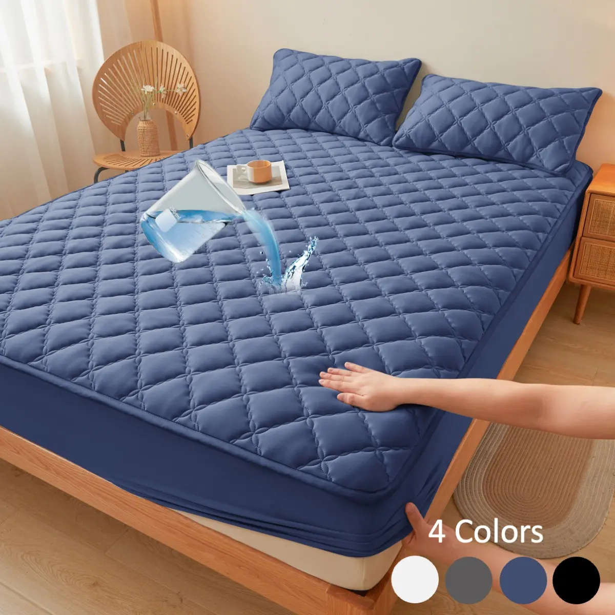 2pcs/3pcs waterproof and dirt-proof mattress cover Soft, comfortable and breathable mattress protector Suitable for bedrooms, guest rooms, apartments, schools and families with children, pets or the elderly Twin/Full/Queen/King (including pillowcases)