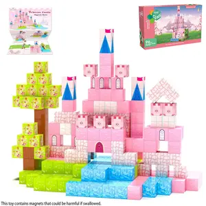 96PCS Magnetic Blocks Building Toys for Kids Creative Princess Castle Stacking Magnetic Cubes Toy STEM Montessori Sensory Toys for Boys and Girls Birthday Gifts Imaginative Play Magnetic Building Set Magnetic Construction Set