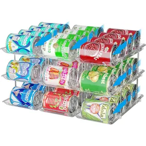 Can Organizer for Pantry, Modular 3-Tier Can Dispenser, Flexible Combination Design, Clear Extra-Thick Durable Storage Rack for 36 Cans, Stackable for Cabinet, Pantry, Fridge, Countertop