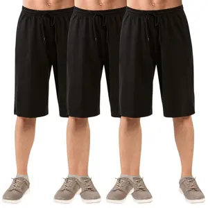 3 Pack Men’s Cotton Terry Shorts S-3XL Cotton Blend Relaxed Fit French Terry Sweat Shorts with Single Side Back Packets Elastic Waistband Knee High Gym Causal Lounge Shorts Regular Big & Tall Menswear