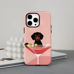A fun dog-themed cocktail case with dual-layer protection. Durable and sturdy, this 2-in-1 case is compatible with iPhone 17/16/15/14/13/12/11 Pro Max/Plus/Pro and Samsung Galaxy S25/S24/S23 Ultra series. Ideal for couples.