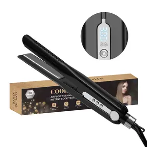 Nicebay Airflow Styler - Professional Titanium Flat Iron & Curling Wand for All Hair Types, Featuring Cooling Air Vents and 5 Temperature Settings, Dual Voltage (Black & Silver) Comfort