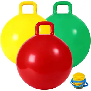 3P Bouncy Balls with Handle, 18in/45cm Sit And Spin Hopper Ball for Kids, Inflatable Jumping Ball Toy with Pump, Indoor Outdoor Fun Toys for Kids Ages 3-8, Great Birthday Gift