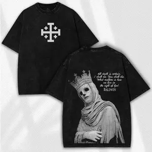 valentine shirts  Baldwin IV Crusader T-Shirt: Vintage Washed Leper King, Jerusalem Cross