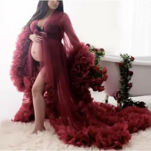 Maternity Dress for Photo Shoot, Tulle Maternity Gown, Baby Shower Photoshoot Dress, Boho Maternity Gown, Wedding Guest Dress, Gift for Her Womenswear Elegant