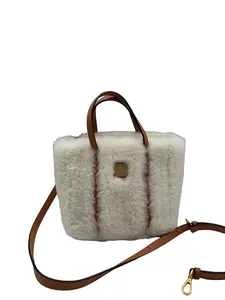 Pre-owned MCM White Fleece Mini Tote Handbag Crossbody Bag/EE06115125/5125