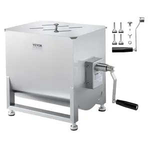 VEVOR Manual Meat Mixer, 40L Fixed Tank Meat Processing Equipment(Mixing Max 80LBS for Meat), Stainless Steel Meat Mixer, Sausage Mixer Machine with Lid Handle Gear Reducer, Ground Beef Hand Mixer