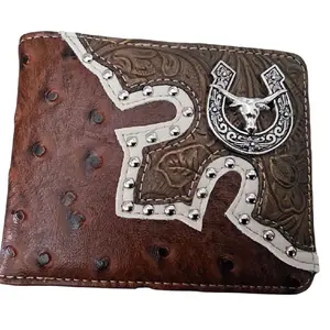 Brown Wallet with Longhorn and horseshoe Embellishment and Detailed Embossing for Men