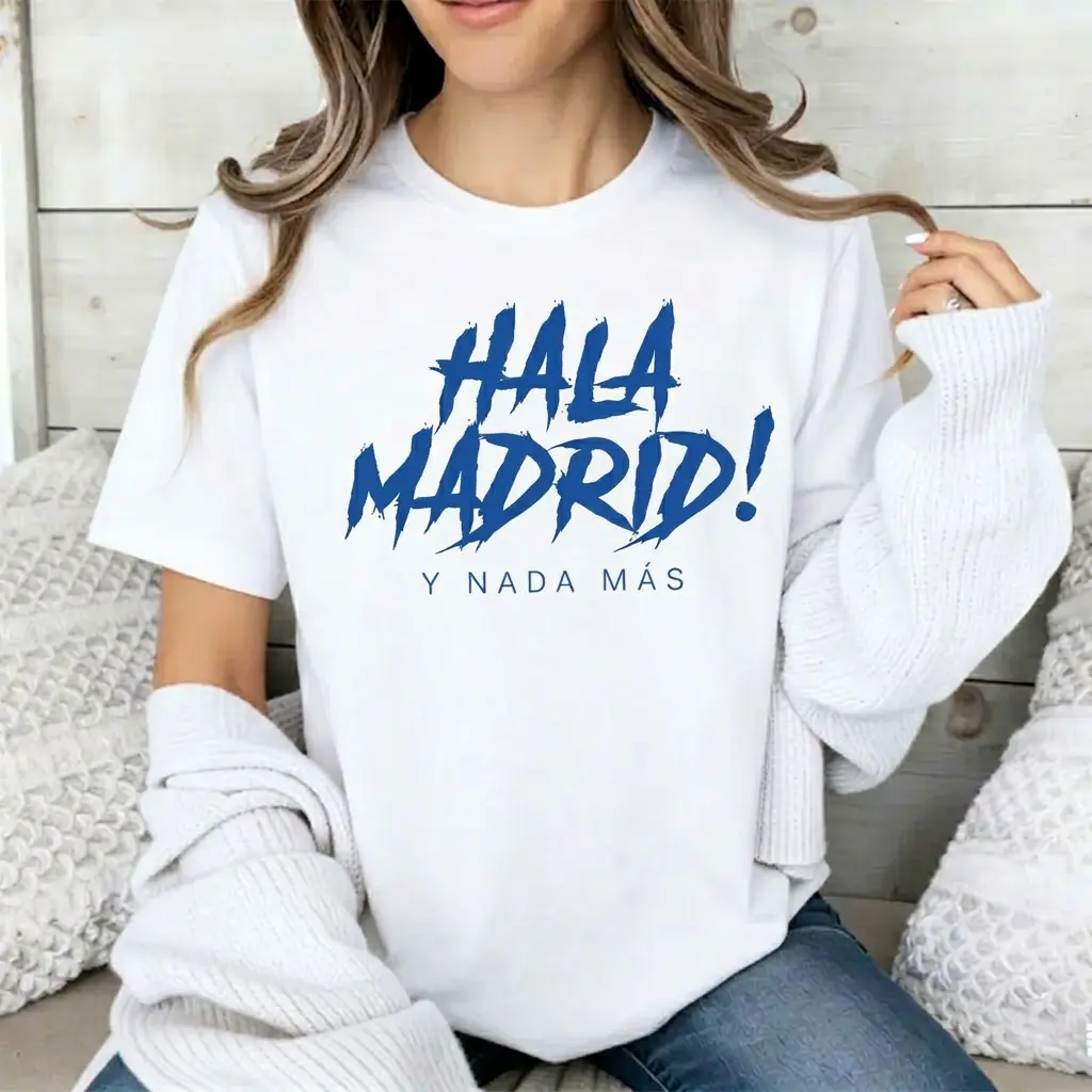 Men's Madrid Graphic T-Shirt - Casual Cotton Short-Sleeve Apparel, Spanish Football Fan Match Day Watch Party Outfit, European Soccer Aesthetic Top