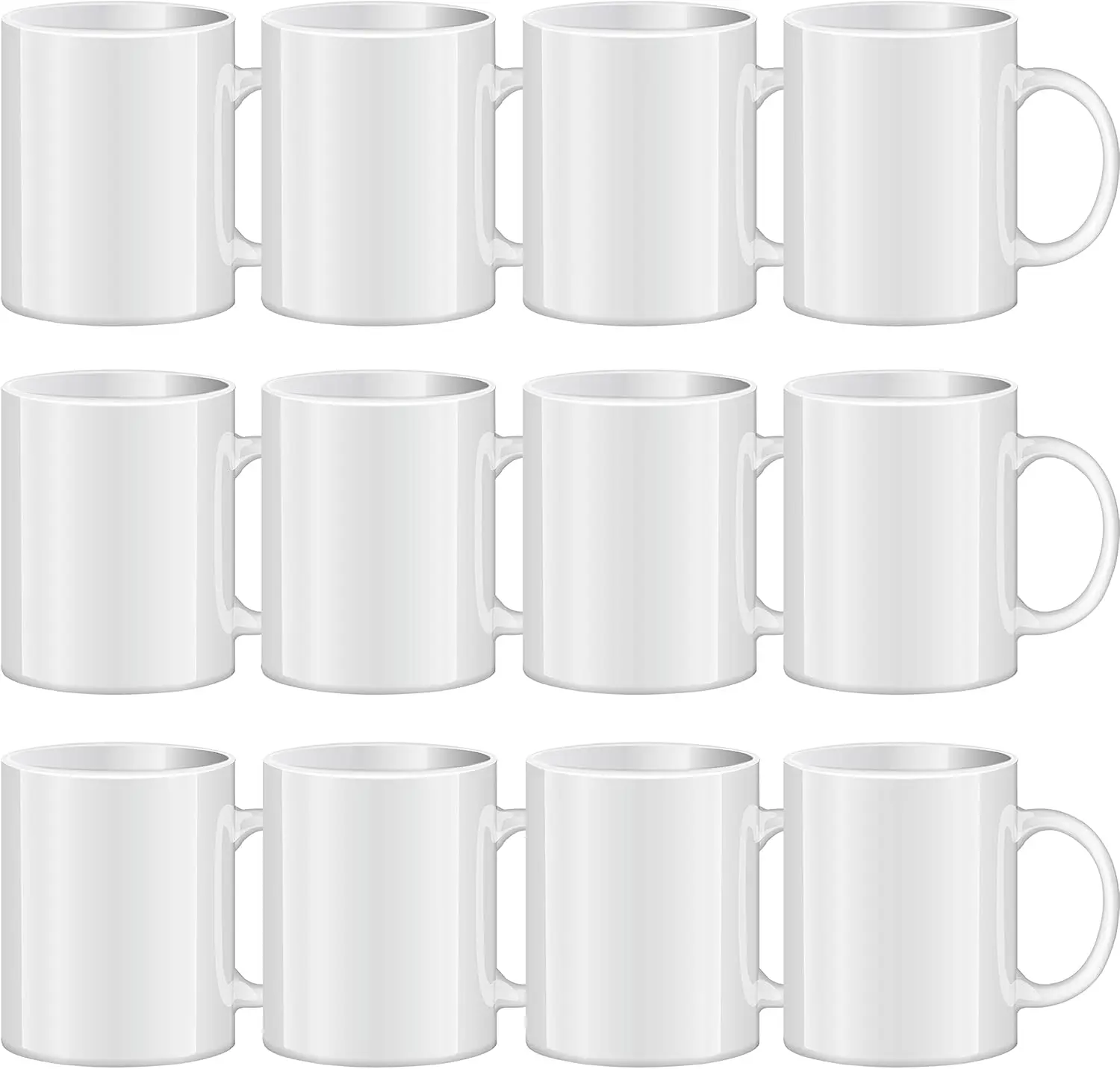 Sublimation Mugs Blank, Tazas Para Sublimacion, White Ceramic Sublimation Cups, Bulk Mugs for Coffee, , Latte, Soup, Milk, Hot Cocoa 11 oz Set of 12