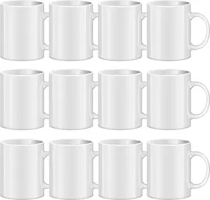 Sublimation Mugs Blank, Tazas Para Sublimacion, White Ceramic Sublimation Cups, Bulk Mugs for Coffee, , Latte, Soup, Milk, Hot Cocoa 11 oz Set of 12