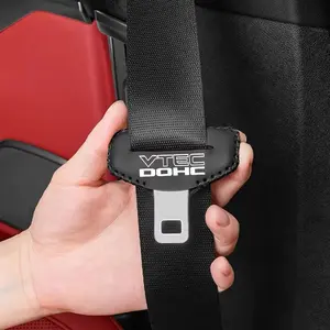 PU Leather Seat Belt Buckle Covers for Honda Vtec Dohc, Anti-Collision Protective Shields, Automotive Interior Accessories