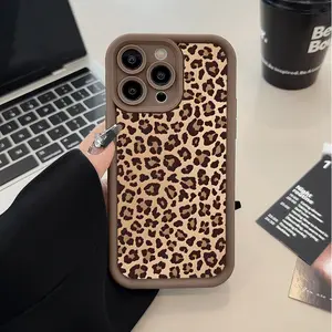 Leopard Print Pattern Case for iPhone 16 15 14 Pro Max 13 12 11 XR XS Plus Shockproof Drop Protection Rugged Durable Silicone Cover Gifts for women men girls boys