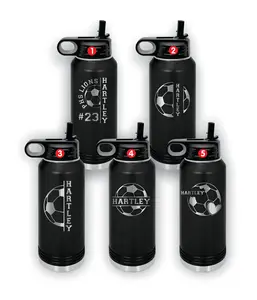 Personalized Soccer Water Bottles - Custom Engraved 32oz Stainless Steel Bottle for Soccer Players and Soccer Coaches