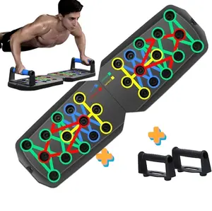Push-Up Board - Foldable 28-Hole Fitness Board for Full-Body Workouts - Non-Slip Home Gym Essential Multifunctional Squat Rack Portable Exercise Machine Push Up Stand