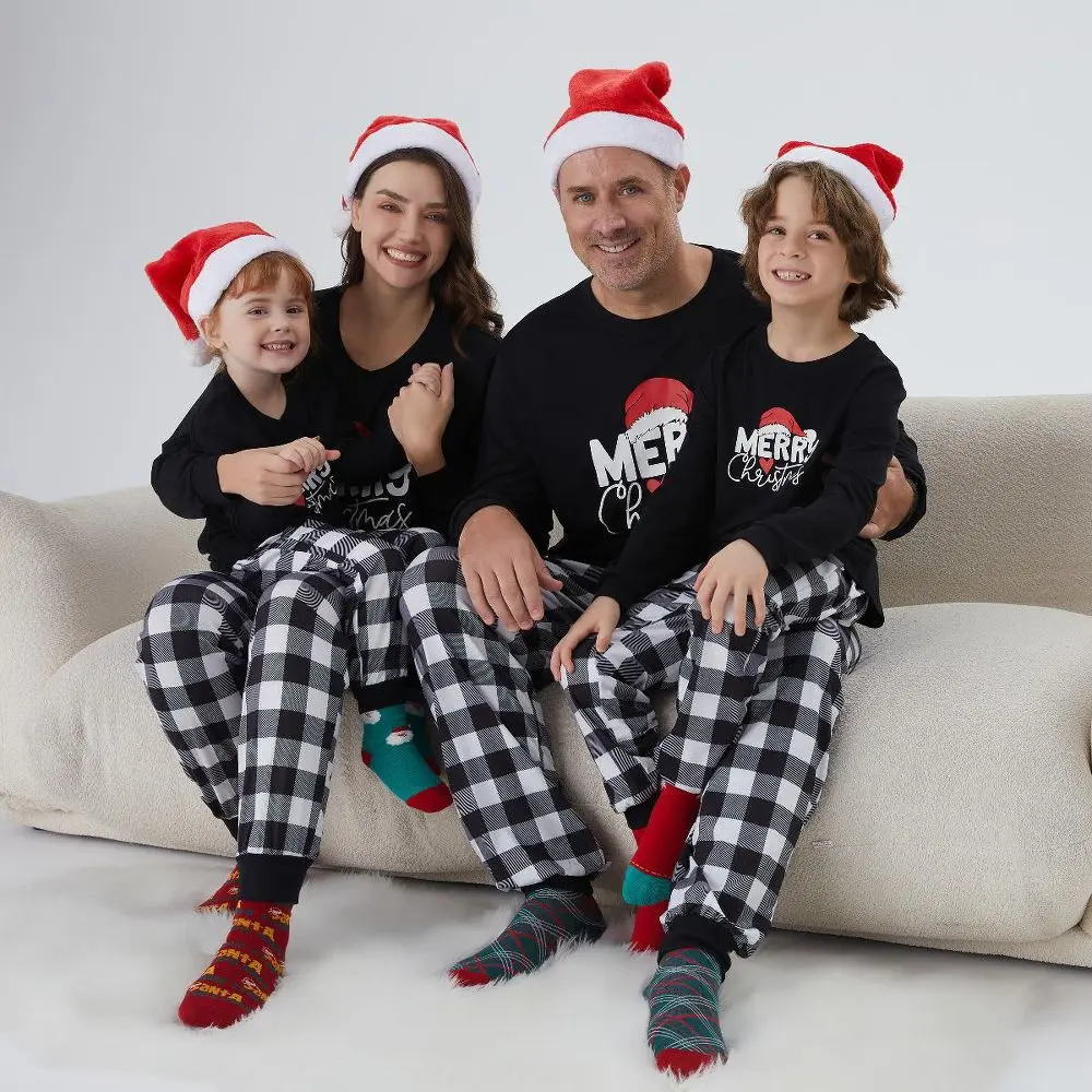 PatPat Family Christmas Pajamas, Stretchy Plaid Pullover Sleepwear, Glow-in-the-Dark Garment for Adults and Baby, Light