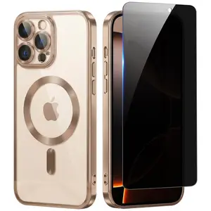 Magnetic for iPhone 16 Pro Max Case with Privacy Screen Protector & Full Camera Cover,Shockproof Clear Phone Case Compatible with MagSafe for iPhone 16 Pro Max