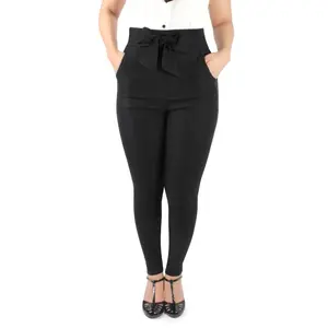 Women’s Pin Up Black Tie High Waisted Cigarette Pants