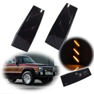 2pcs Smoke Amber LED Side Marker Lamps For 1984 1985 1986 1987 1988 1989 1990 1991 1992 1993 1994 1995 1996 Jeep Cherokee Comanche 1984 1985 1986 1987 1988 1989 1990 Wagoneer,Replace OEM 56000110, 56000111, CH2551113, CH2550113