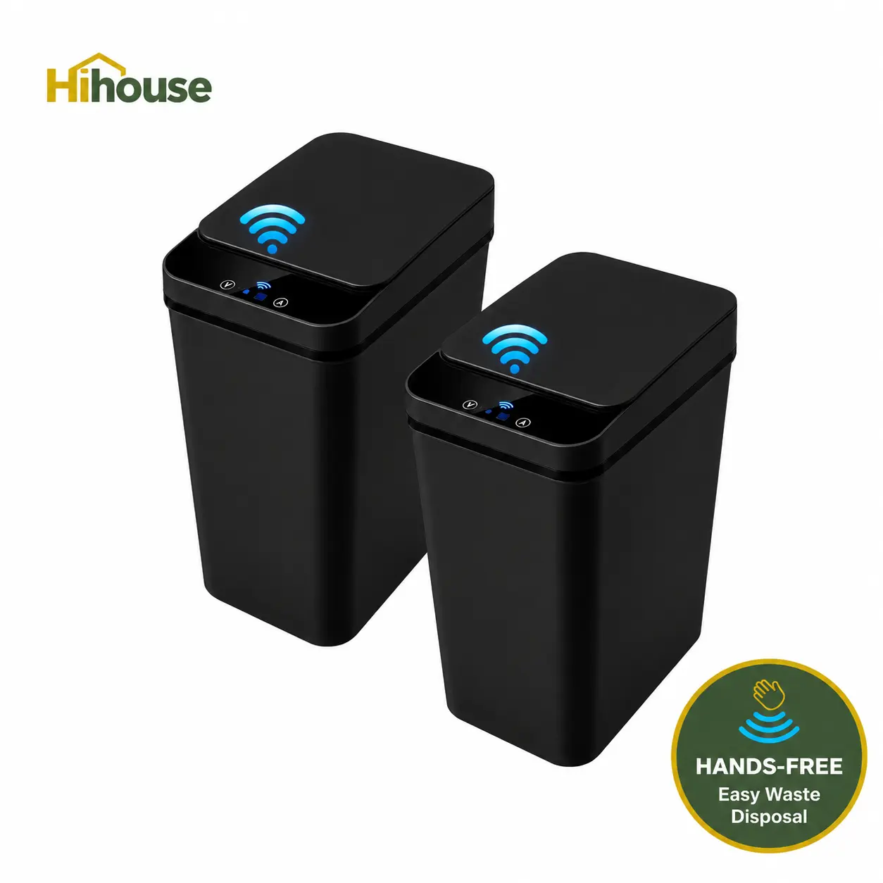 2.5 Gal Automatic Modern Plastic Touchless Smart Trash Can - Slim Compact Waterproof Motion Sensor Garbage Can, Smudge-Resist Wipe, Convenient Apartment Accessory, Bathroom to Bedroom Ready Waste Bin with Lid