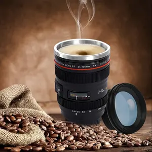 Camera Lens Coffee Mug, Stainless Steel Drinkware & BPA-Free Abs Plastic, Multifunctional Travel Cup with Retractable Lid, Ideal Gift for Photographers