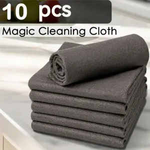 Magic Cleaning Cloth 10 pieces, Microfiber Stripe Free Cloth, Reusable Magic Fiber Towel Rag, Multi-functional Cleaning Cloth, Miracle Cloth for Glass, Kitchen and Car Windows, Microfiber Cleaning Cloths
