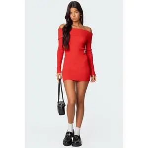 Evi Fold Over Knit Mini Dress