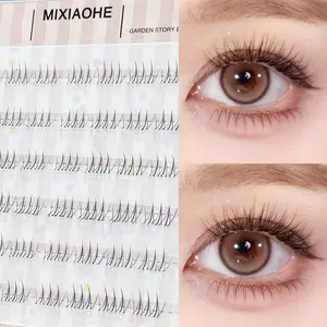 MIXIANOHE Supernatural Girl Group Non Glue Lower Eyelash, Glueless Lashes, Large Capacity 48 Clusters Single Cluster DIY Transparent Non Detachable Korean Series Mirroring Daily Simulation Comes with Adhesive Strip for Beginners Eyelashes