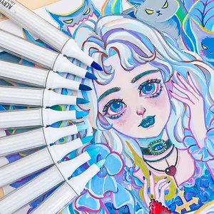 Acrylic Soft Tip Markers, 9 Colors Practical Palette, Flexible Nib Design, Supports Layering, Ideal for Art Painting, Full Color Coverage, Colorful Marker Set