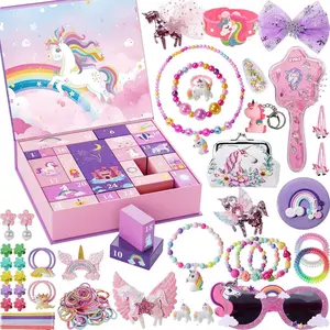2026 New 24-Piece Christmas Countdown Calendar Blind Box Set, Girl Jewelry Ice Unicorn Dinosaur Xmas Gift, Holiday Decoration