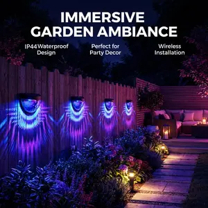 6/12PCS Solar Fence Lights Outdoor Decorative Garden Lights Waterproof Wall Lights for Patio, Yard, Stairway (Black)
