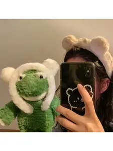 Soft milky white fluffy bear ear headband, versatile cute hair accessory for home face washing and makeup.