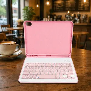 iPad 11/10th Gen Case with Detachable Bluetooth Keyboard – Pencil Holder, Square Keycaps, Pink, Compatible with iPad A16 2025 & 10th Gen 2022