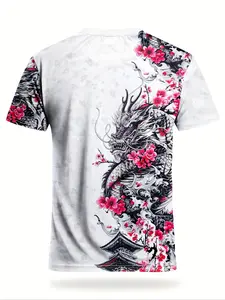 Japanese Special Edition Unisex Soccer Jersey, Dragon Print Crew Neck Comfortable Sportswear, Moisture-Wicking Breathable Knit Fabric