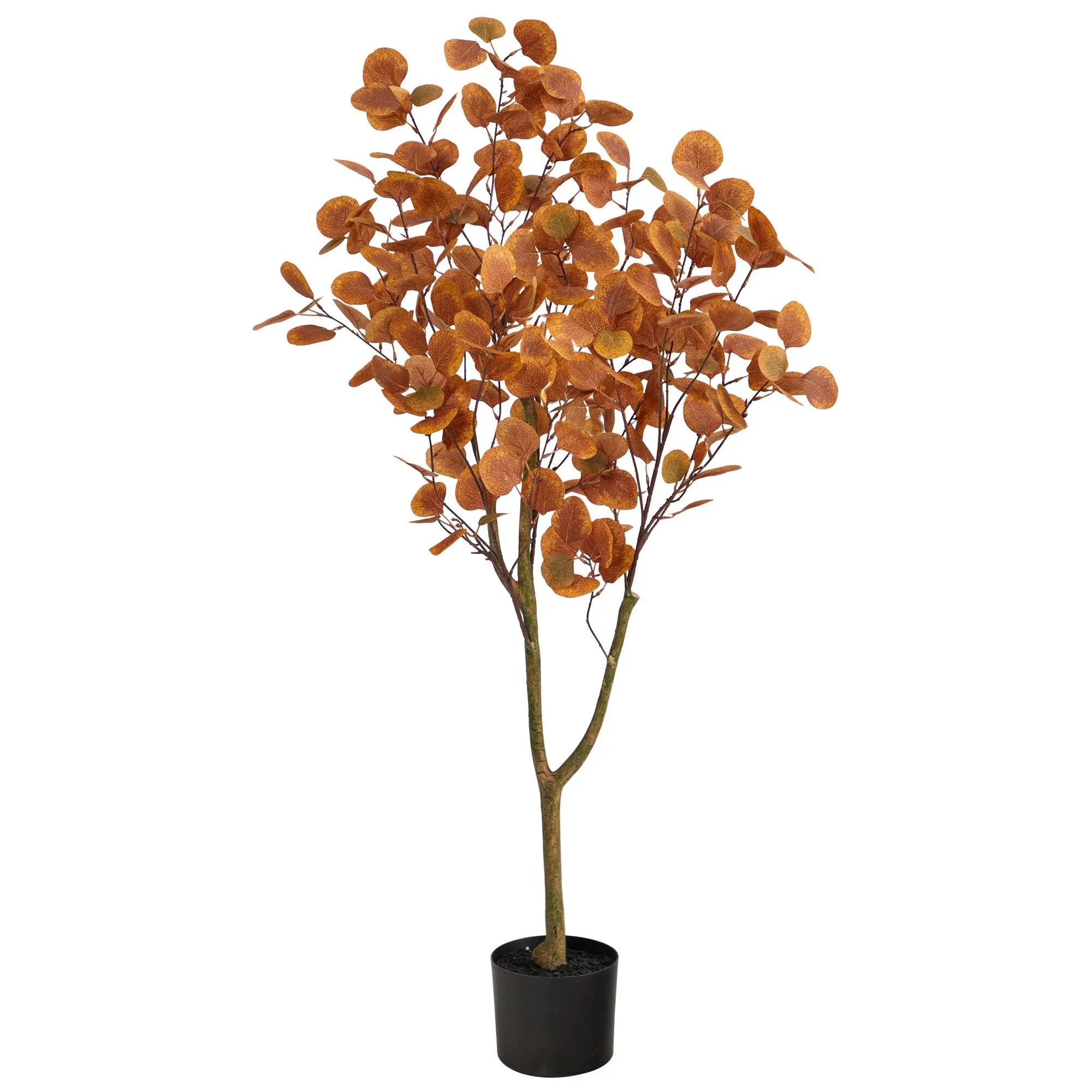 4ft Airy Eucalyptus Artificial Floor Tree, Faux Leaf Decorative Plant, 40 – 49 In Botanical Accent for Bedroom, Hallway Home Decor, Brown Trunk