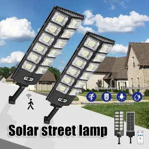 Solar Street Light Outdoor Remote Control & Motion Sensor Waterproof IP66 Dusk to Dawn Solar Floodlight for Garden Yard Path 12 Heads 504 LEDs 6000mAh Battery