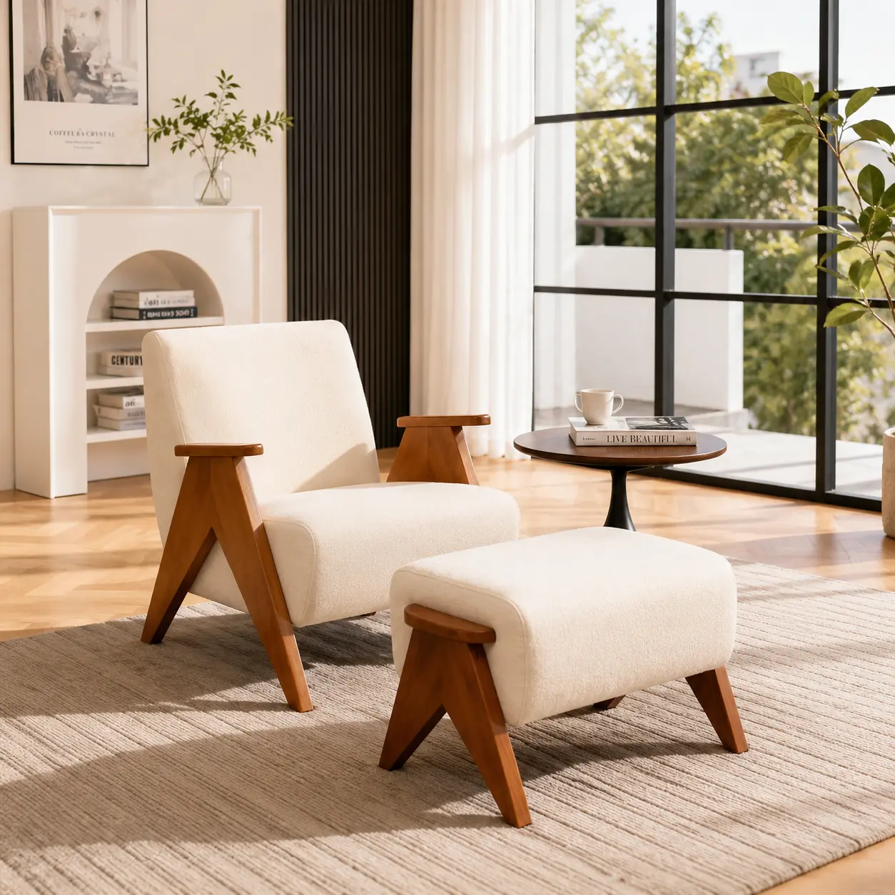 Baliaa ErgoWood Solid Wood Armchair - Modern ComfortLounge Indoor Living Room Chair with Ergonomic Design, Plush Cushioning - Ideal for Home Relaxation and Stylish Decor, Living Room Chairs
