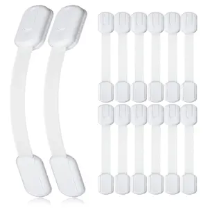 14 Pack  Proof Cabinet Latches, Childproof Drawer Latches with 12 Extra 3M Adhesives, Adjustable No Drilling  Safety Cabinet Locks Straps  Drawer Locks for   Safety