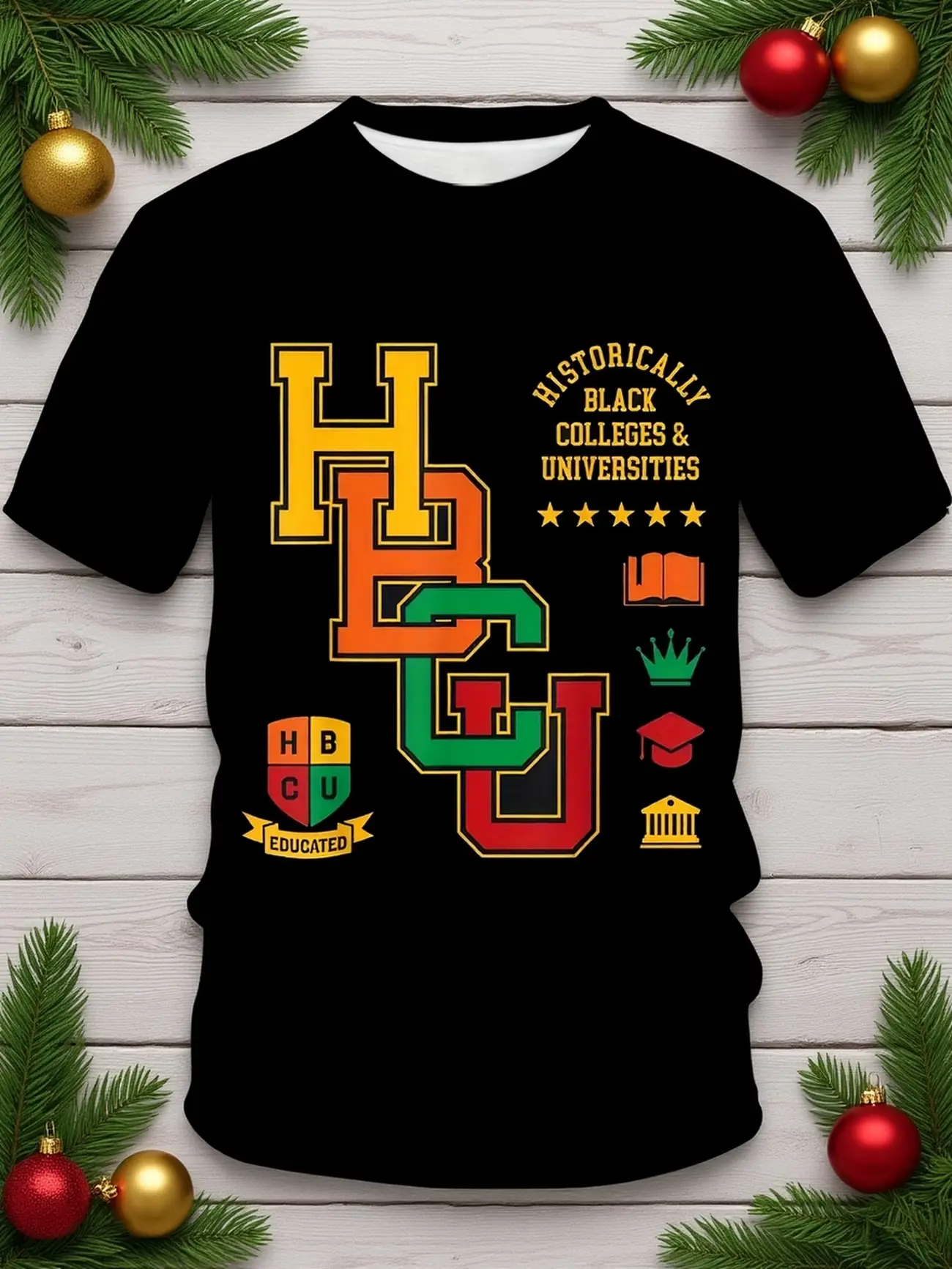 3D Print Short Sleeve T-Shirt, HBCU Historically Black Colleges and Universities Graduate Alumni Tee, Soft and Breathable, Suitable for All Seasons, Comfortable Casual Sportswear