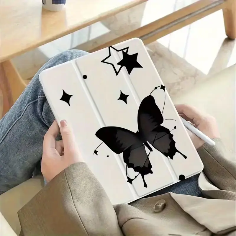 Black butterfly transparent soft shell, compatible with 10.9/11/12.4/14.6 inch tablet computer protective case