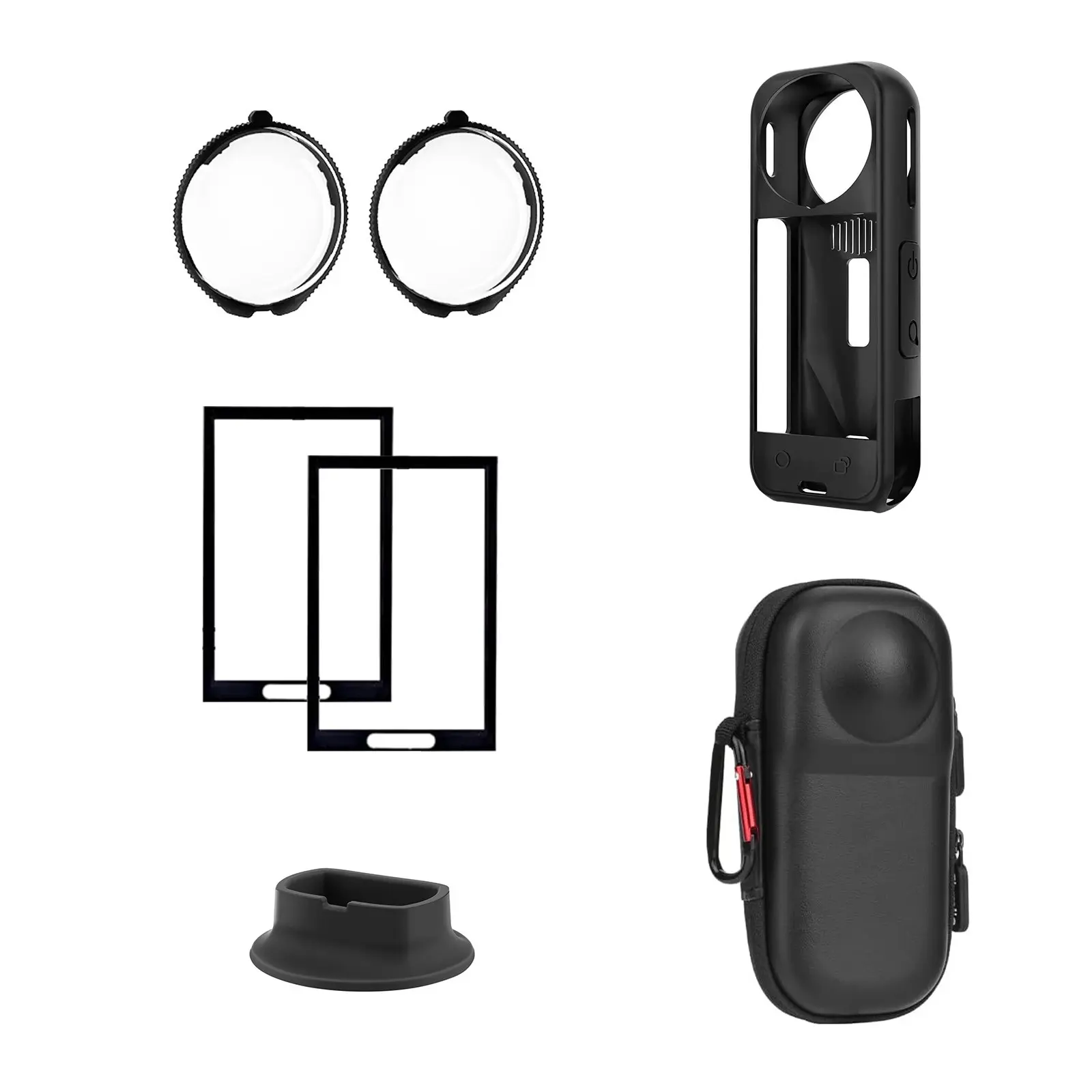 Insta360 X5 Sports Photography Camera Accessories Set, Protective Case, Lens Cap, Tempered Glass, Storage Bag, Silicone Base, Full Protection, Durable, Camera Accessories For Photography