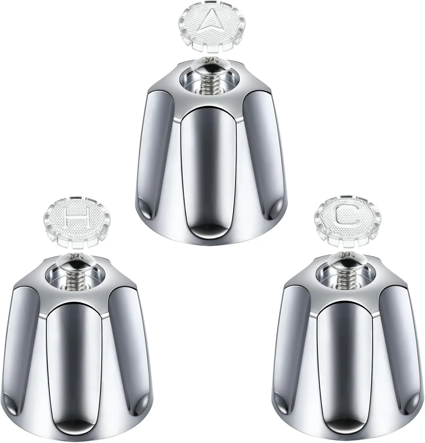 3 count Metal Shower Knob Replacement Compatible with Price/Pfister Verve Tub Shower, Bathtub Faucet Handle Remodel Trim Kit Include 1 Hot 1 Cold 1 Diverter and 3 Screws(Polished Chrome)