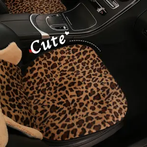 New Leopard Print Plush Car Seat Cushion, Warm Square Pad, Non-Slip Sweat-Absorbing Universal Car Interior, Comfortable and Durable