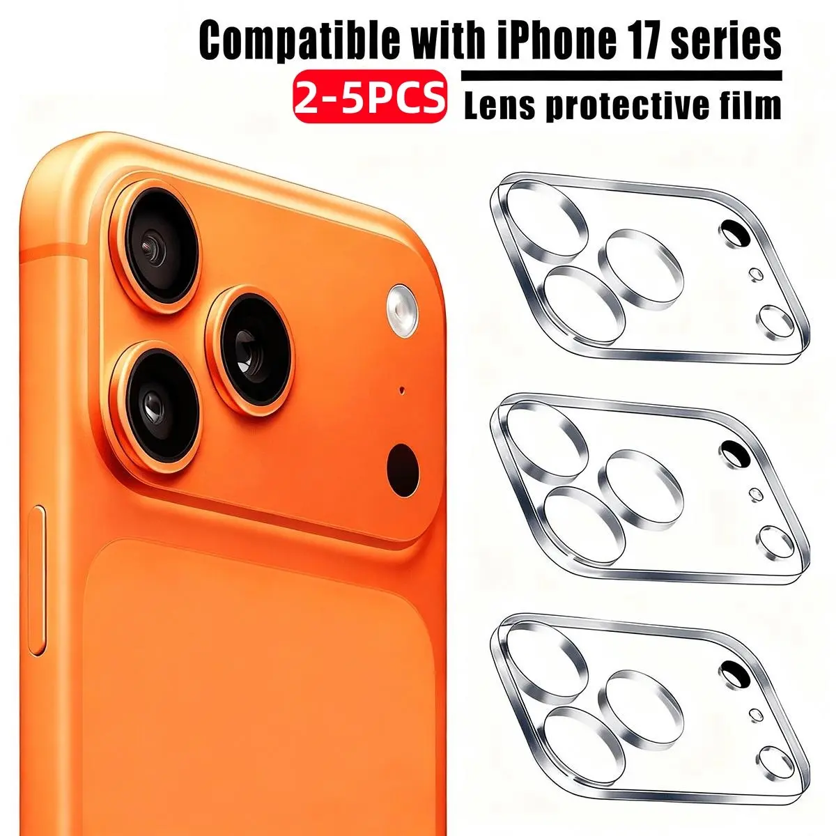 2-5 pcs Tempered Glass Camera Lens Protector for iPhone 17/Air/17 Pro Max/16/15/14/13/12/11/Mini, Ultra HD, 9H Hardness, Anti-Scratch, Protection, Cellphone Accessory, Mobile Phone Accessory, Case Friendly, Easy to Install, No Affect on Night Shots