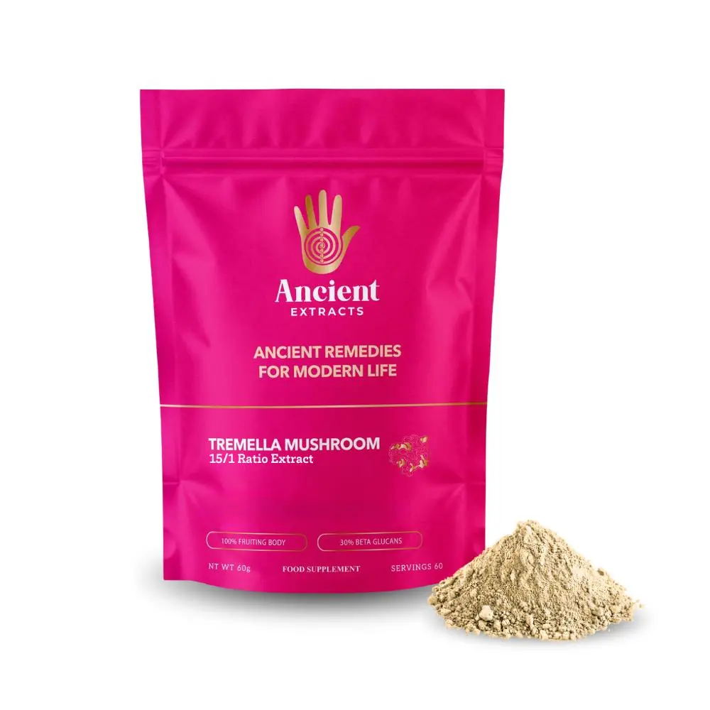 Ancient Extracts Natural Tremella Mushroom Extract Powder - Natural Supplements, 30%+ Beta Glucans, Fruiting Bodies Only, 60g Pack, 2-Month Supply Dietary Healthcare Food Supplement