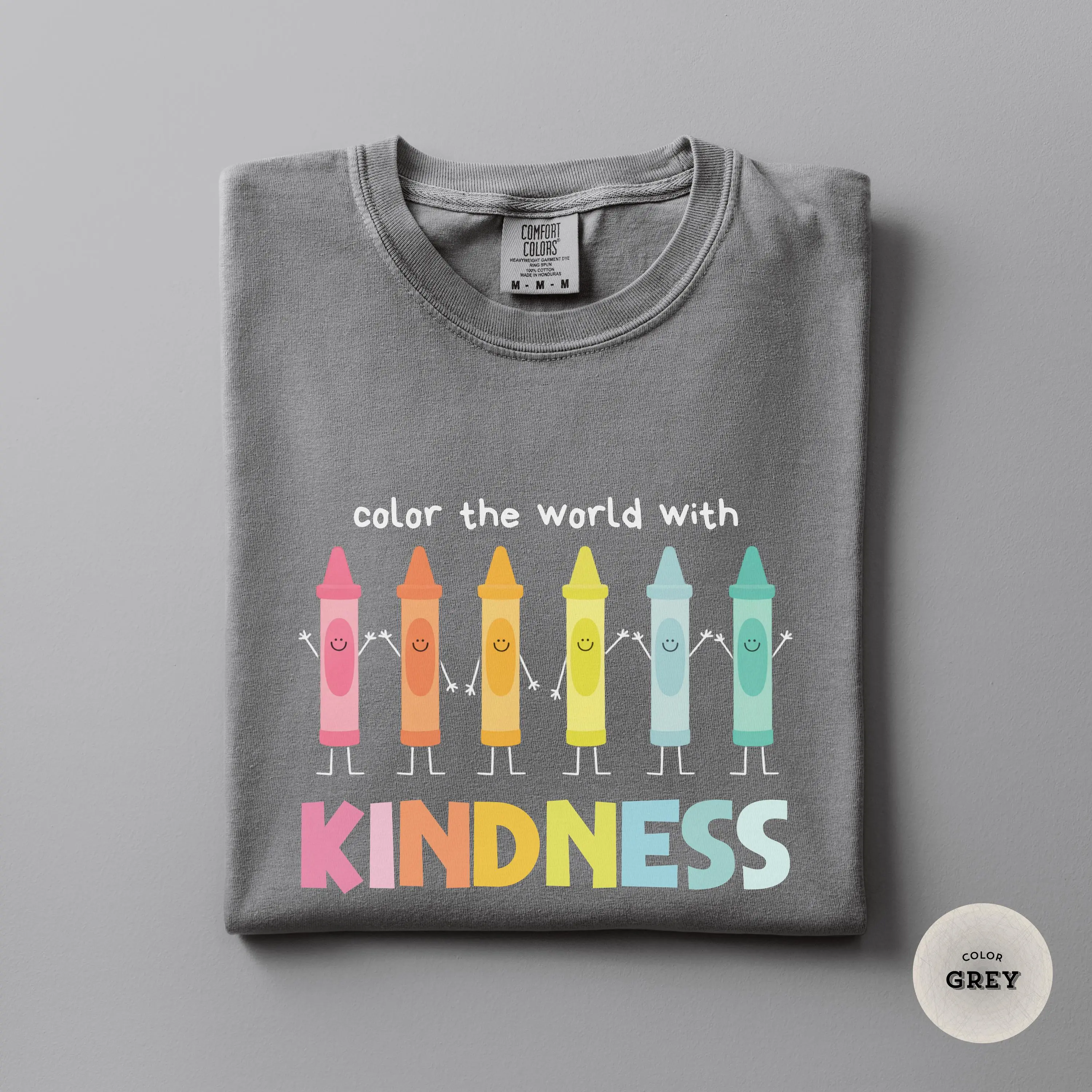 Color The World With Kindness Comfort Colors T-Shirt, Crayon Teacher Shirt, Back To School Gift