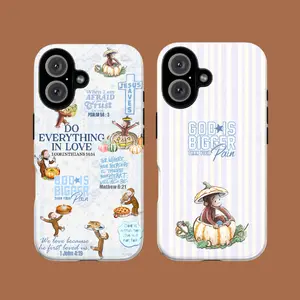 Cute Monkey Christian Phone Case – Do Everything in Love 1 Corinthians 16:14, Psalm 56:3, Matthew 6:21, 1 John 4:19, God Is Bigger Than Your Pain – Inspirational Bible Verse Cover, Faith Gift for Him & Her, Fits iPhone 7 to 16 Pro Max, SS 21,22,23S24